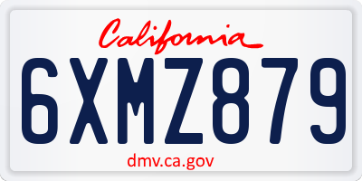 CA license plate 6XMZ879