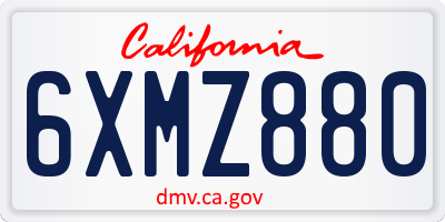 CA license plate 6XMZ880