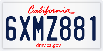 CA license plate 6XMZ881