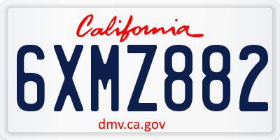 CA license plate 6XMZ882