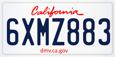 CA license plate 6XMZ883