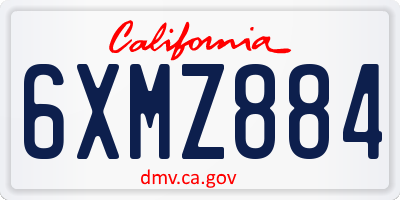CA license plate 6XMZ884