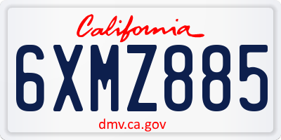 CA license plate 6XMZ885