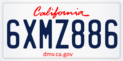 CA license plate 6XMZ886