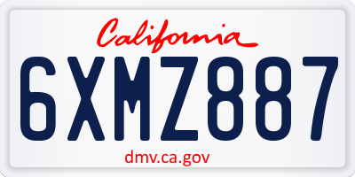 CA license plate 6XMZ887