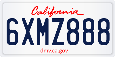 CA license plate 6XMZ888