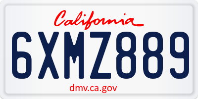 CA license plate 6XMZ889