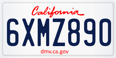CA license plate 6XMZ890