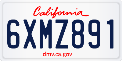 CA license plate 6XMZ891