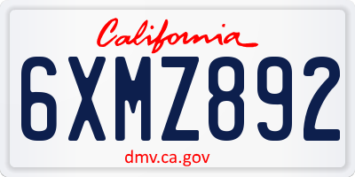 CA license plate 6XMZ892