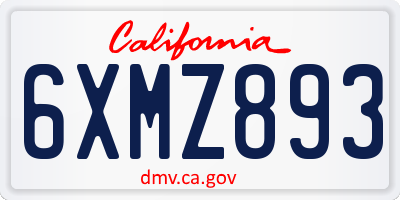 CA license plate 6XMZ893