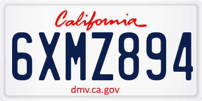 CA license plate 6XMZ894