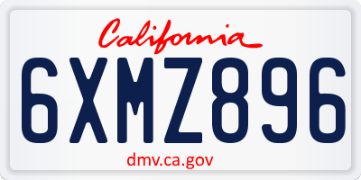 CA license plate 6XMZ896