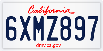CA license plate 6XMZ897