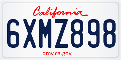 CA license plate 6XMZ898