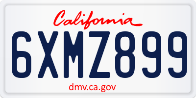 CA license plate 6XMZ899