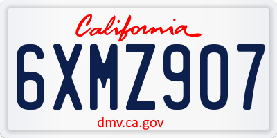 CA license plate 6XMZ907