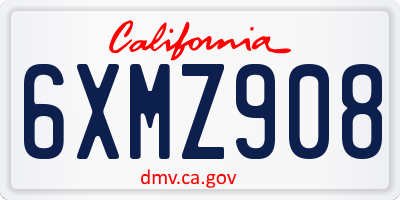 CA license plate 6XMZ908