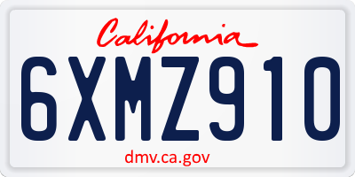 CA license plate 6XMZ910