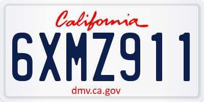 CA license plate 6XMZ911