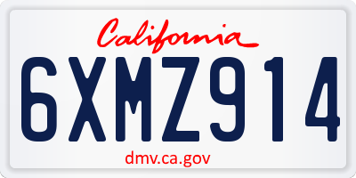 CA license plate 6XMZ914
