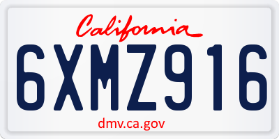 CA license plate 6XMZ916