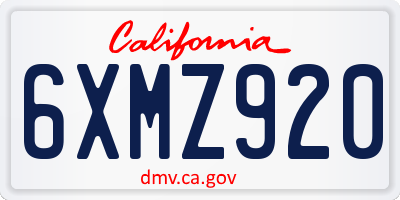 CA license plate 6XMZ920