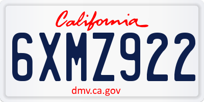 CA license plate 6XMZ922