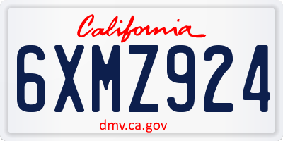 CA license plate 6XMZ924