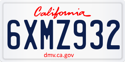 CA license plate 6XMZ932