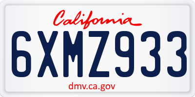 CA license plate 6XMZ933