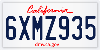 CA license plate 6XMZ935