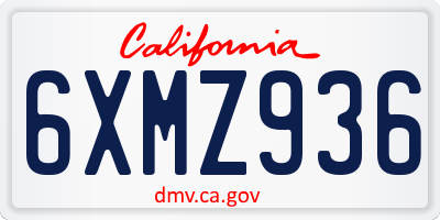 CA license plate 6XMZ936