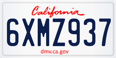 CA license plate 6XMZ937