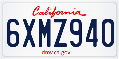 CA license plate 6XMZ940