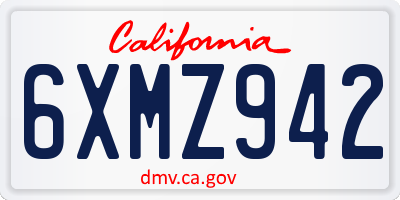 CA license plate 6XMZ942