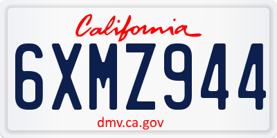 CA license plate 6XMZ944