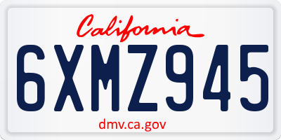 CA license plate 6XMZ945