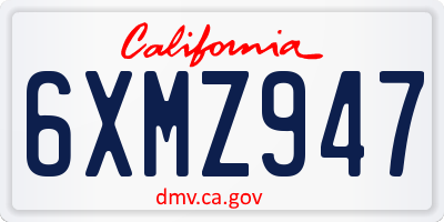 CA license plate 6XMZ947