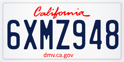 CA license plate 6XMZ948