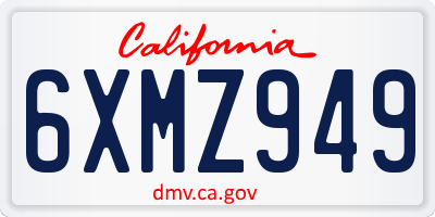 CA license plate 6XMZ949