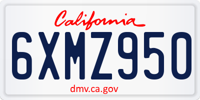 CA license plate 6XMZ950