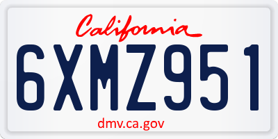 CA license plate 6XMZ951