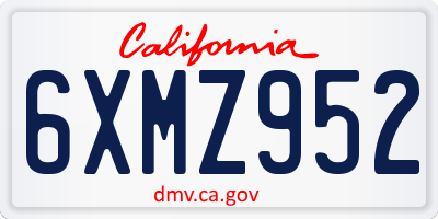CA license plate 6XMZ952