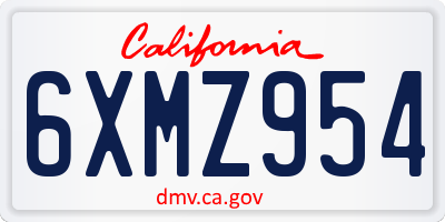 CA license plate 6XMZ954
