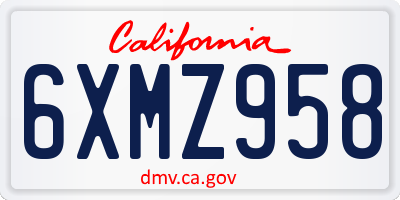 CA license plate 6XMZ958
