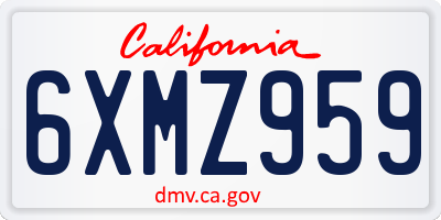 CA license plate 6XMZ959