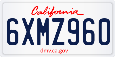 CA license plate 6XMZ960
