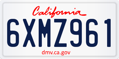 CA license plate 6XMZ961