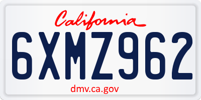 CA license plate 6XMZ962